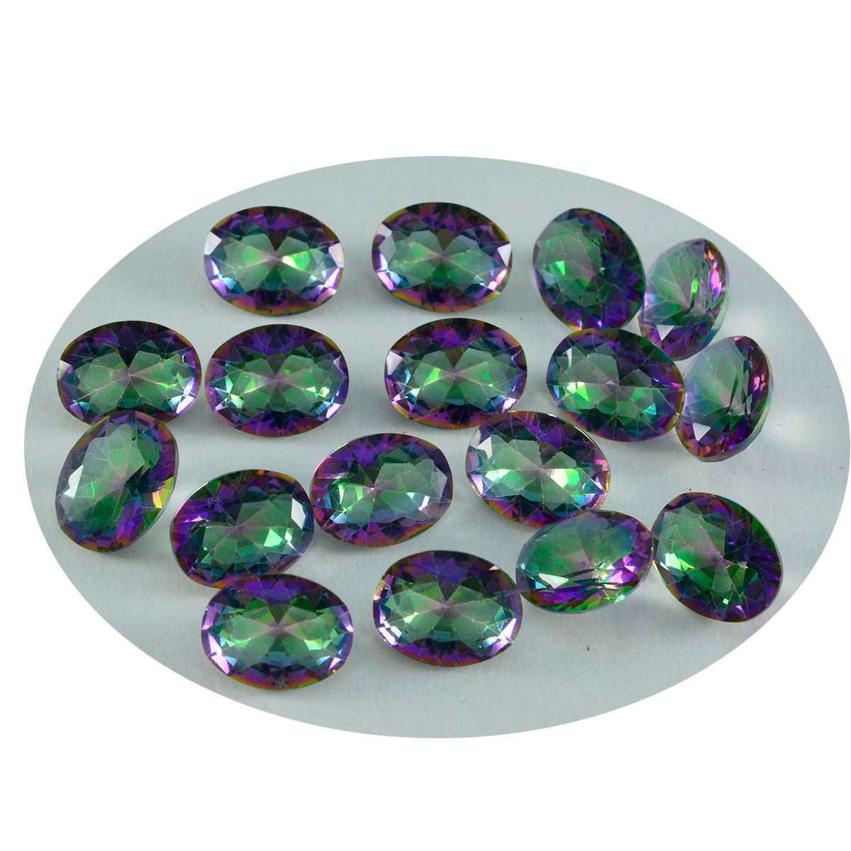 Mystic Quartz 1PC Medium 7x10 MM Oval Faceted Multicolor Sparkling Semi Precious Loose Gemstone Imagen principal del producto