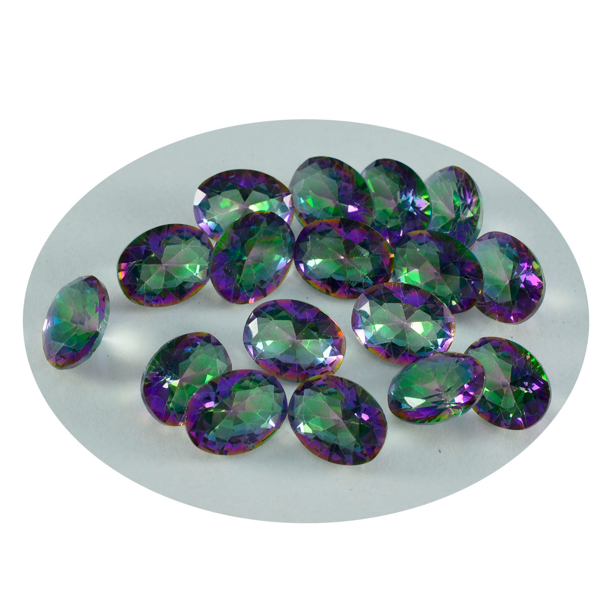 Mystic Quartz 1PC Small 7x9 MM Oval Faceted Multicolor Brilliant Semi Precious Loose Gems