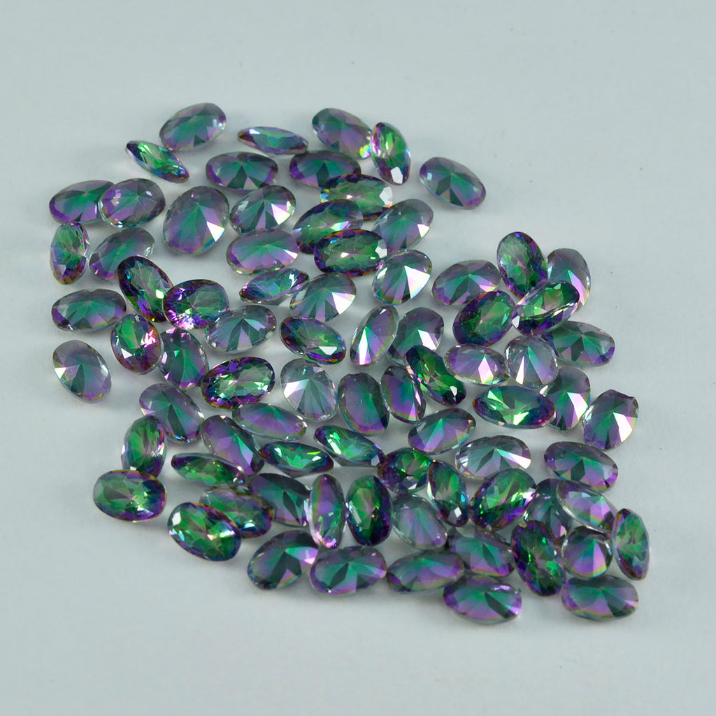 Mystic Quartz 1PC Tiny 4x6 MM Oval Faceted Multicolor Genuine Semi Precious Loose Gems