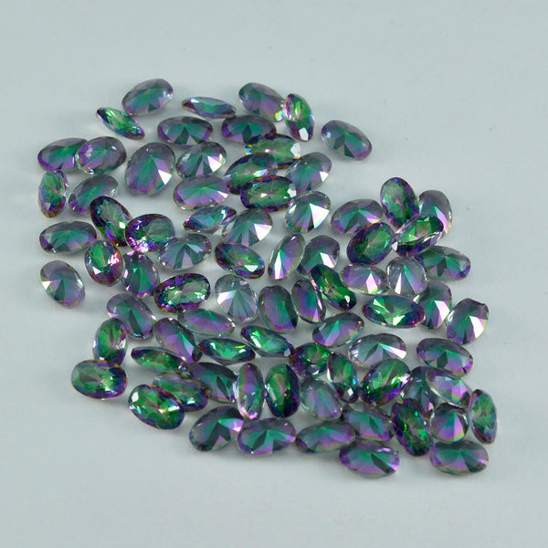Mystic Quartz 1PC Tiny 4x6 MM Oval Faceted Multicolor Genuine Semi Precious Loose Gems
