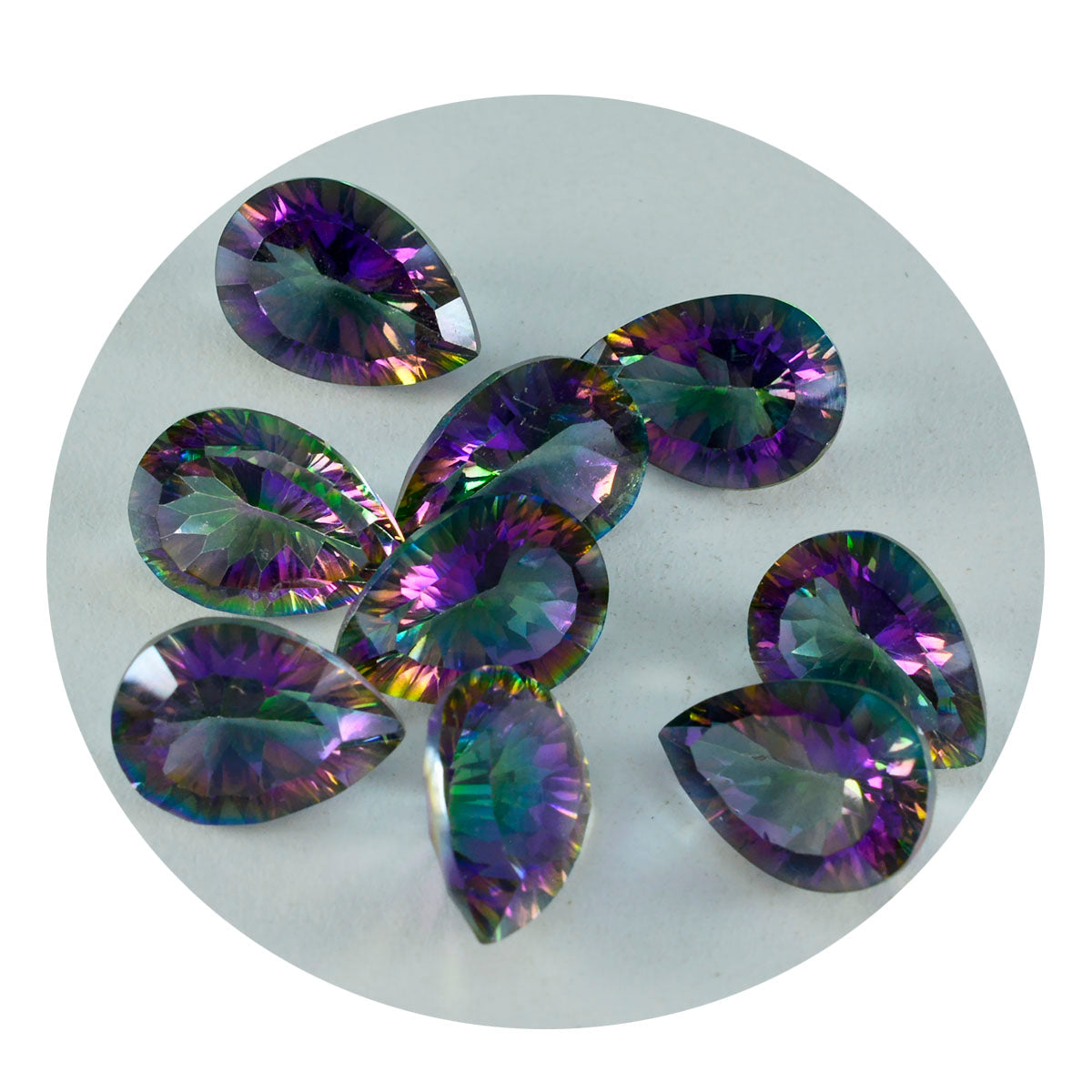 Mystic Quartz 1PC Large 10x14 MM Pear Faceted Multicolor Polished Semi Precious Loose Gems