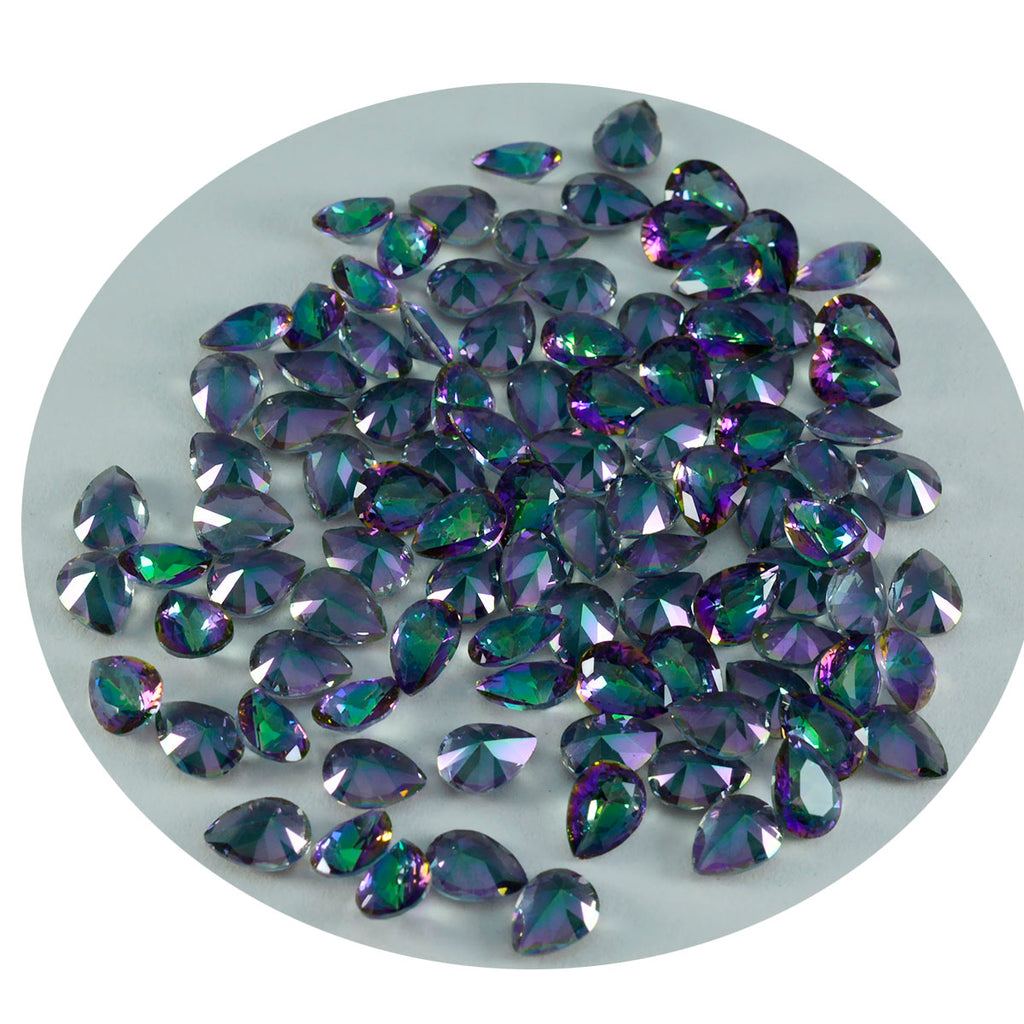Mystic Quartz 1PC Tiny 5x7 MM Pear Faceted Multicolor Fine Semi Precious Gems