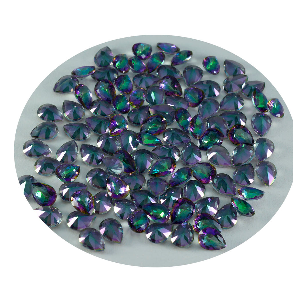 Mystic Quartz 1PC Small 6x8 MM Pear Faceted Multicolor High Quality Semi Precious Loose Gems