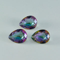 Mystic Quartz 1PC Tiny 3x5 MM Pear Faceted Multicolor Lustrous Semi Precious Loose Gemstone