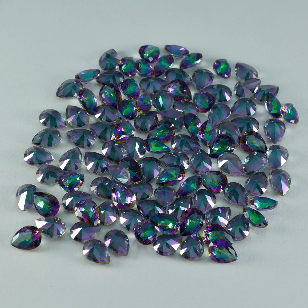 Mystic Quartz 1PC Tiny 4x6 MM Pear Faceted Multicolor Shine Semi Precious Loose Gemstones