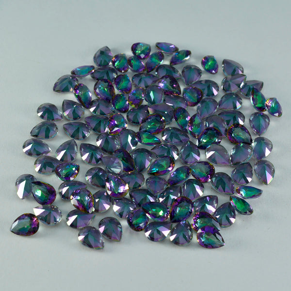 Mystic Quartz 1PC Tiny 4x6 MM Pear Faceted Multicolor Shine Semi Precious Loose Gemstones