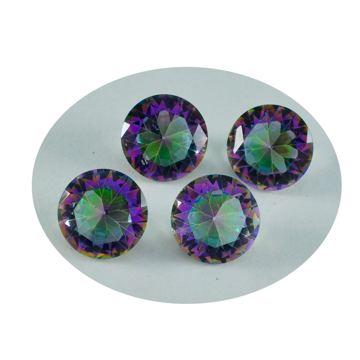 Mystic Quartz 1PC Large 11x11 MM Round Faceted Multicolor Fine Semi Precious Gems