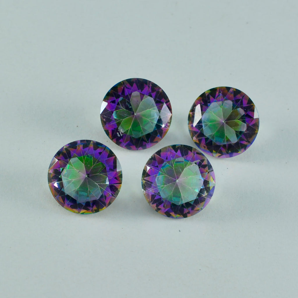 Mystic Quartz 1PC Medium 9x9 MM Round Faceted Multicolor Lustrous Semi Precious Loose Gemstone