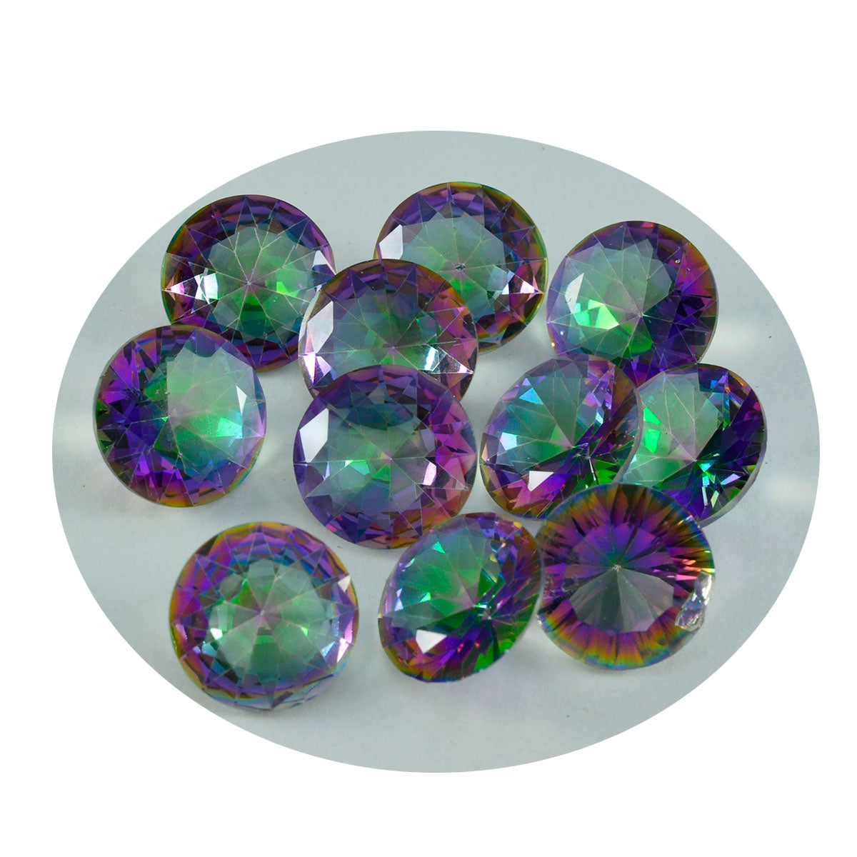 Mystic Quartz 1PC Chunky 13x13 MM Round Faceted Multicolor Natural Semi Precious Loose Gemstone Huvudsaklig produktbild