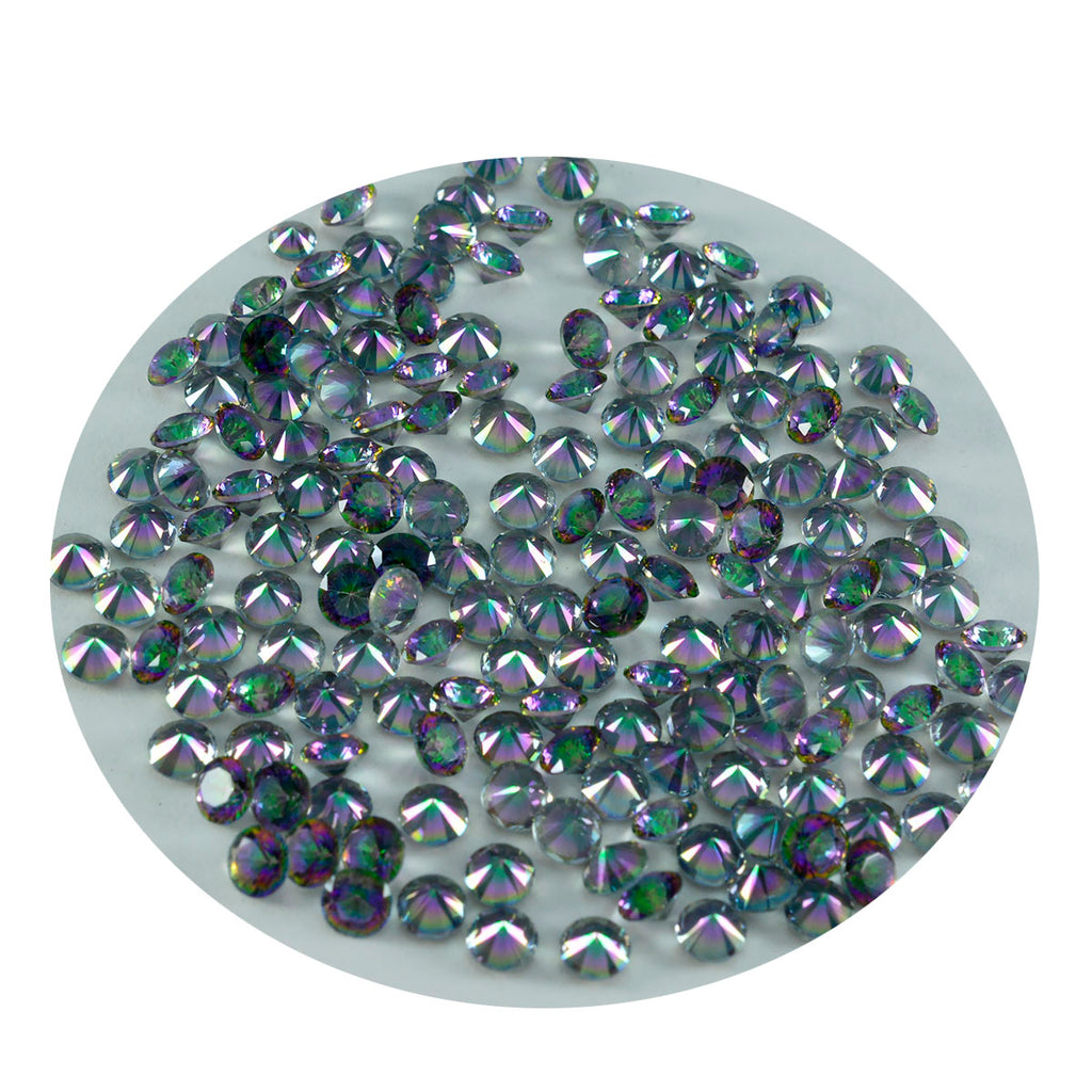Mystic Quartz 1PC Tiny 6x6 MM Round Faceted Multicolor Polished Semi Precious Loose Gemstones