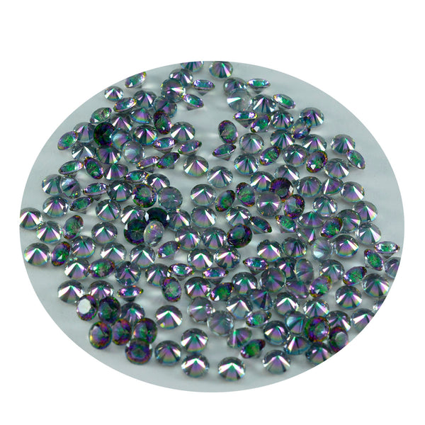 Mystic Quartz 1PC Tiny 6x6 MM Round Faceted Multicolor Polished Semi Precious Loose Gemstones