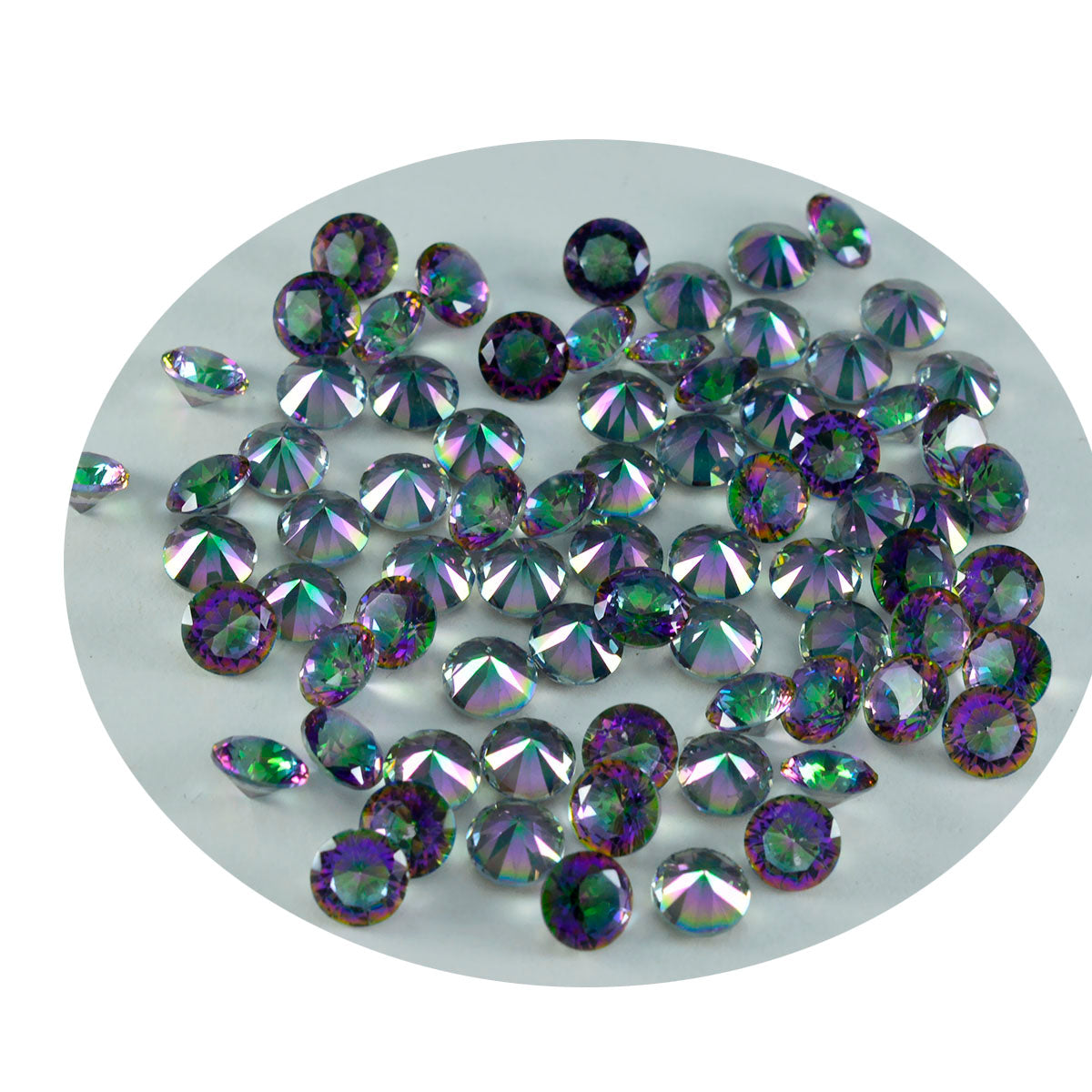 Mystic Quartz 1PC Small 7x7 MM Round Faceted Multicolor Splendid Semi Precious Gems