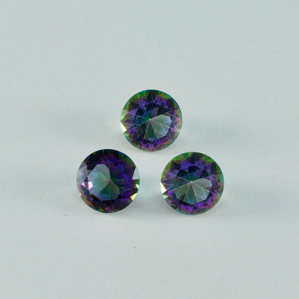 Mystic Quartz 1PC Chunky 14x14 MM Round Faceted Multicolor Genuine Semi Precious Loose Gemstones