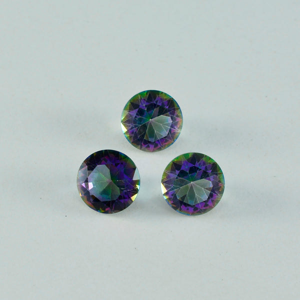 Mystic Quartz 1PC Chunky 14x14 MM Round Faceted Multicolor Genuine Semi Precious Loose Gemstones