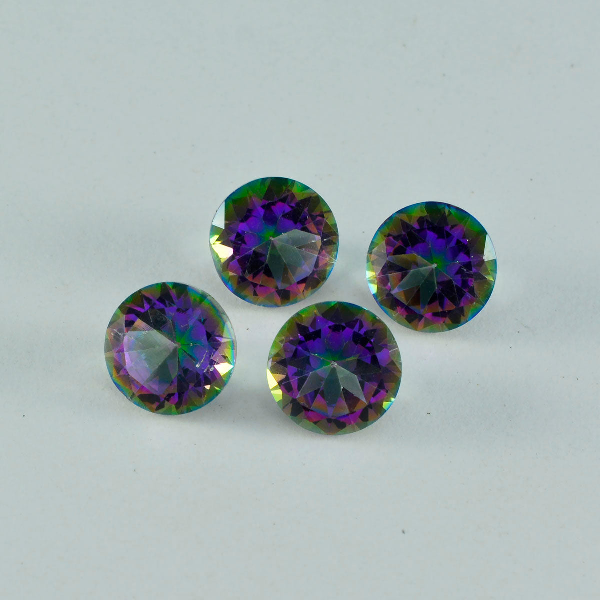 Mystic Quartz 1PC Small 8x8 MM Round Faceted Multicolor Luster Semi Precious Loose Gems