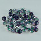 Mystic Quartz 1PC Tiny 6x6 MM Round Faceted Multicolor Polished Semi Precious Loose Gemstones
