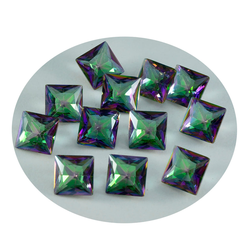 Mystic Quartz 1PC Large 10x10 MM Square Faceted Multicolor Shine Semi Precious Loose Gemstones