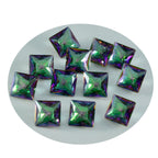 Mystic Quartz 10PC Tiny 4x4 MM Square Faceted Multicolor Brilliant Semi Precious Loose Gems