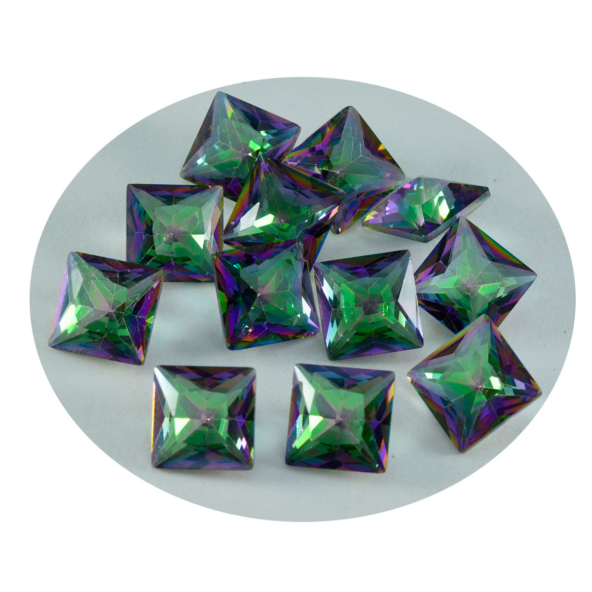 Mystic Quartz 1PC Large 11x11 MM Square Faceted Multicolor Fine Semi Precious Gems