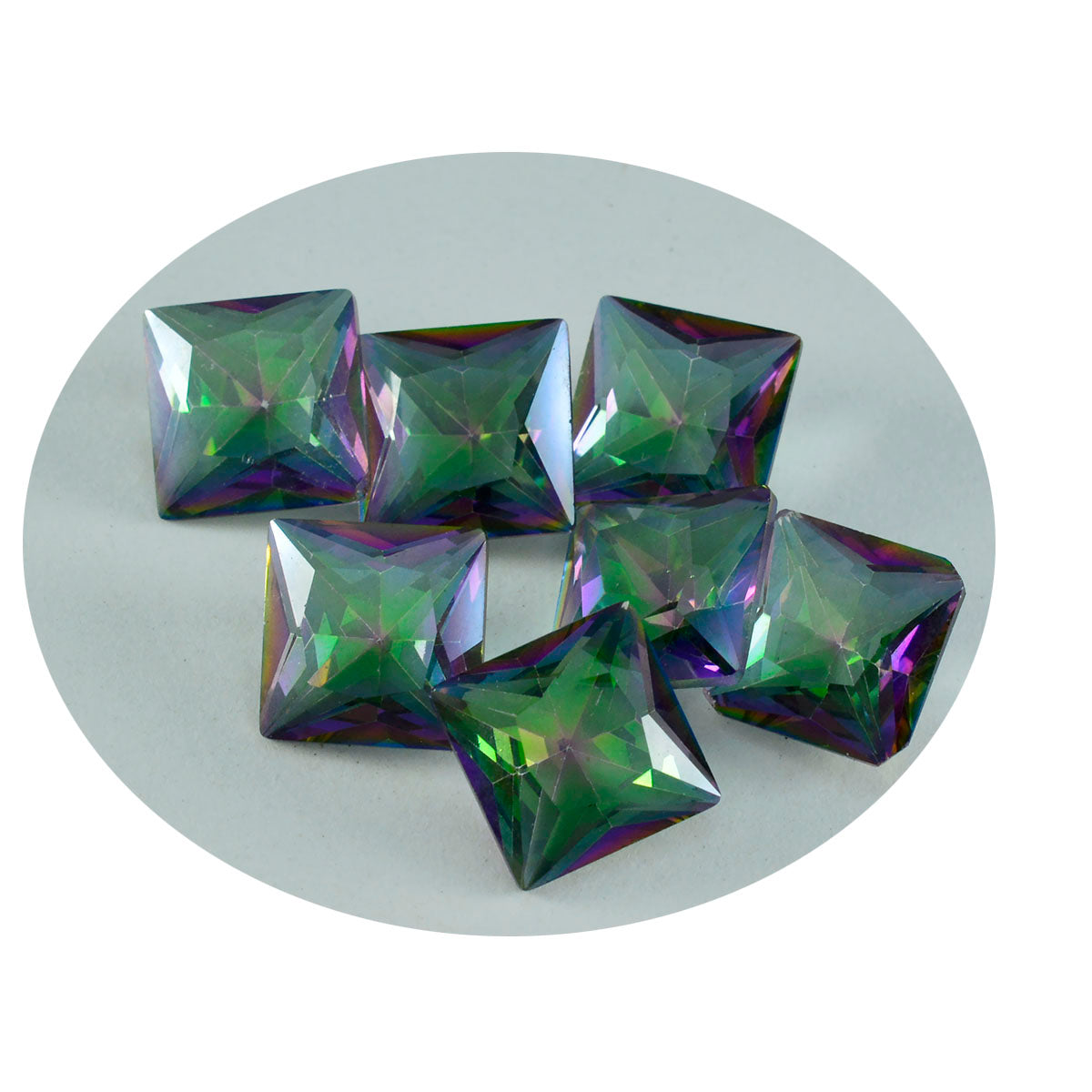 Mystic Quartz 10PC Tiny 3x3 MM Square Faceted Multicolor Fiery Semi Precious Gems Sekundär produktbild