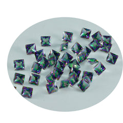 Mystic Quartz 1PC Small 7x7 MM Square Faceted Multicolor Splendid Semi Precious Gems