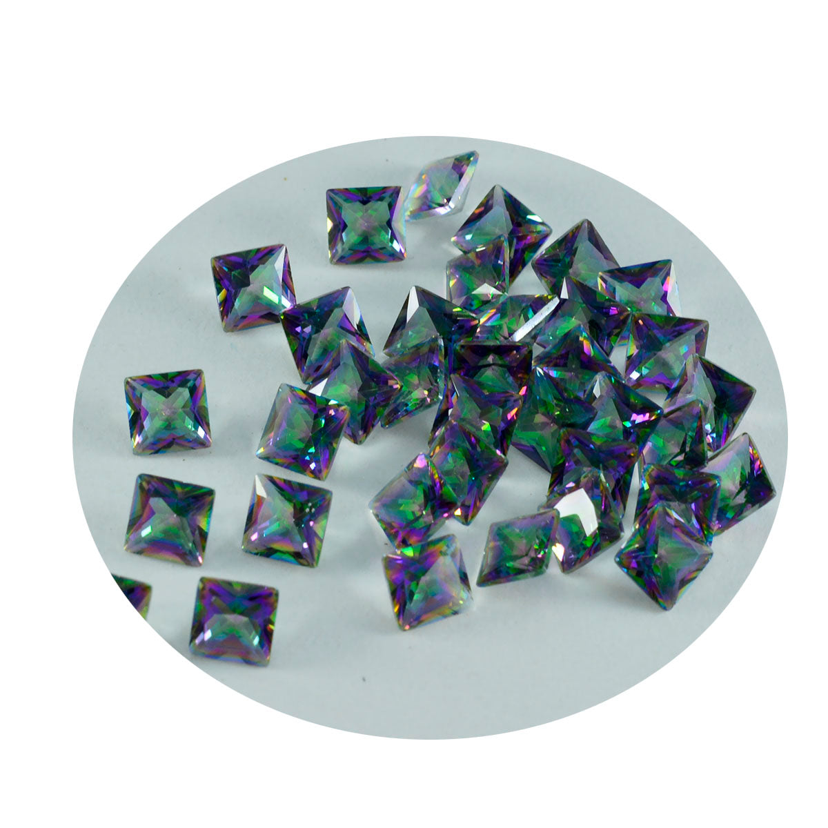 Mystic Quartz 1PC Small 8x8 MM Square Faceted Multicolor Luster Semi Precious Loose Gems