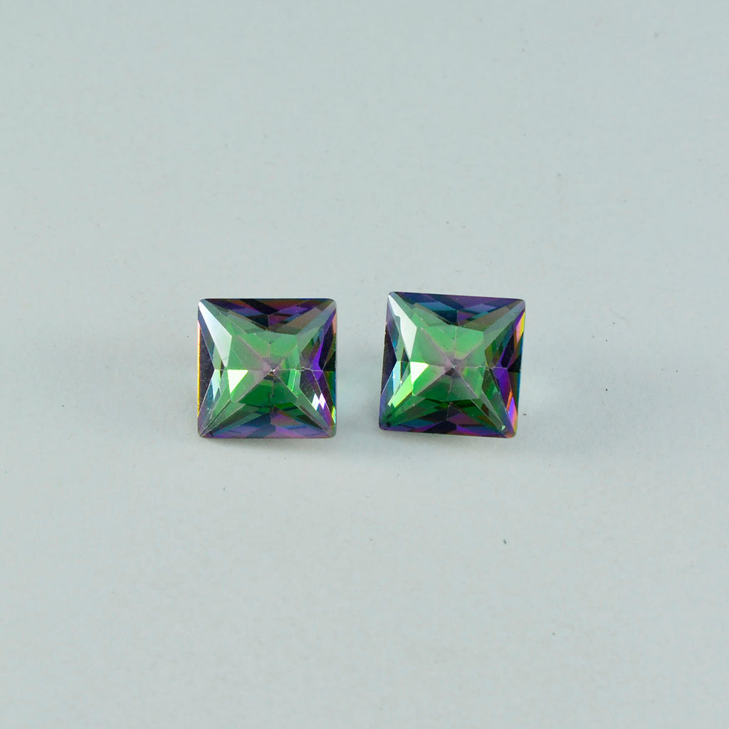 Mystic Quartz 1PC Large 11x11 MM Square Faceted Multicolor Fine Semi Precious Gems