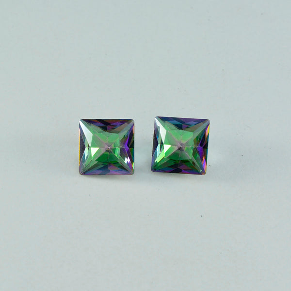 Mystic Quartz 1PC Large 11x11 MM Square Faceted Multicolor Fine Semi Precious Gems
