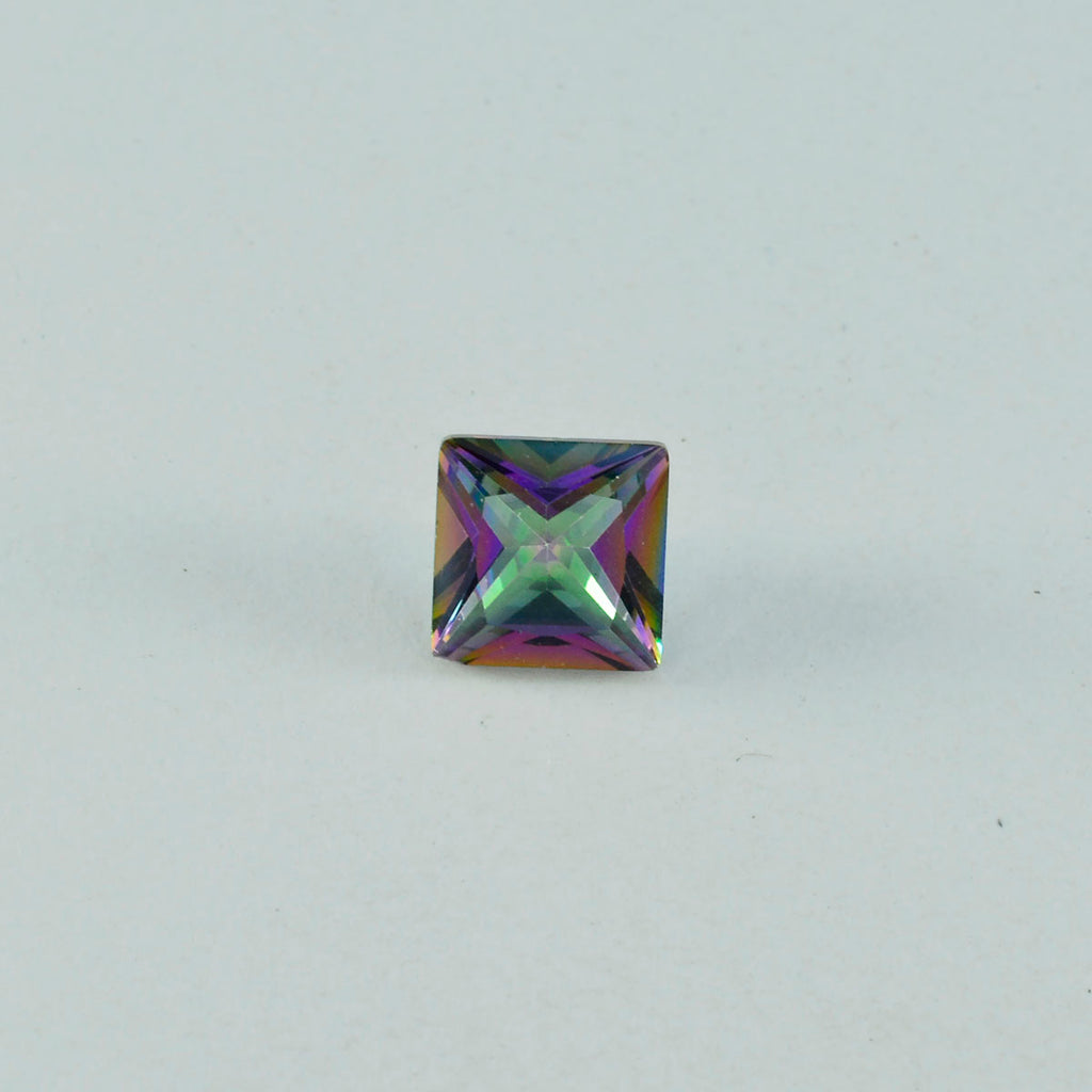 Mystic Quartz 1PC Large 12x12 MM Square Faceted Multicolor High Quality Semi Precious Loose Gems