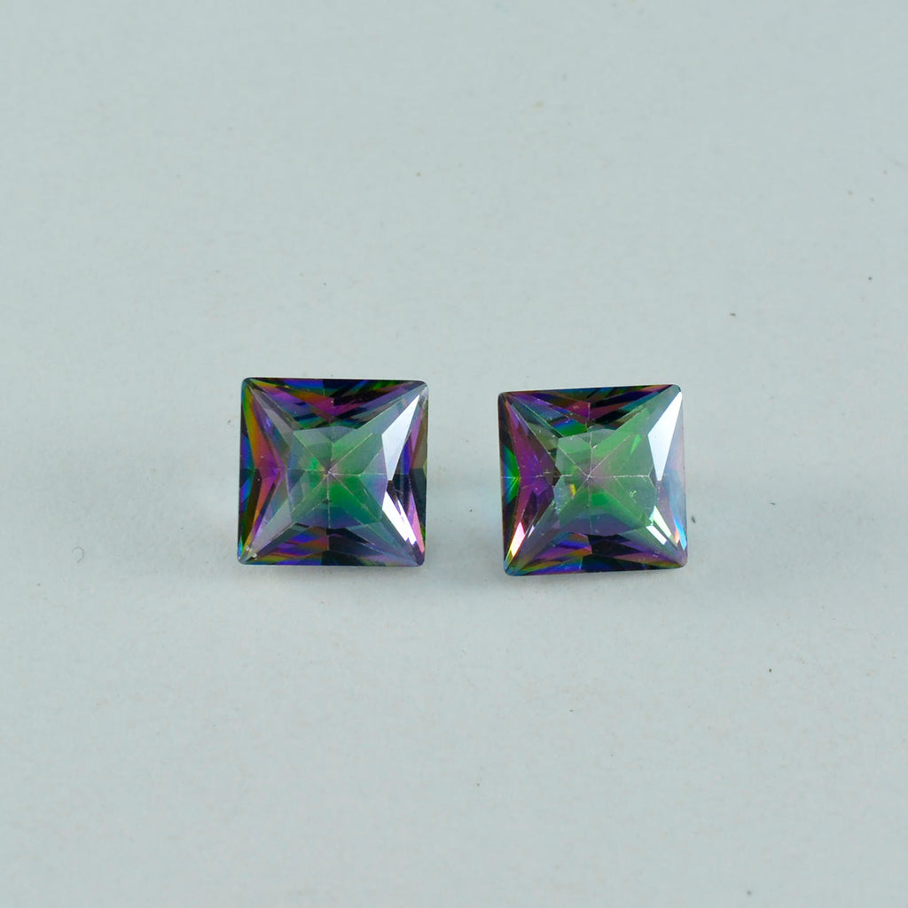 Mystic Quartz 10PC Tiny 3x3 MM Square Faceted Multicolor Fiery Semi Precious Gems