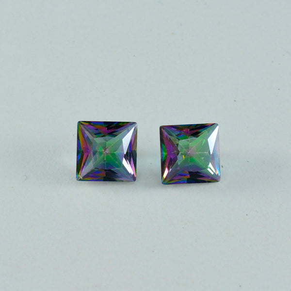Mystic Quartz 10PC Tiny 3x3 MM Square Faceted Multicolor Fiery Semi Precious Gems