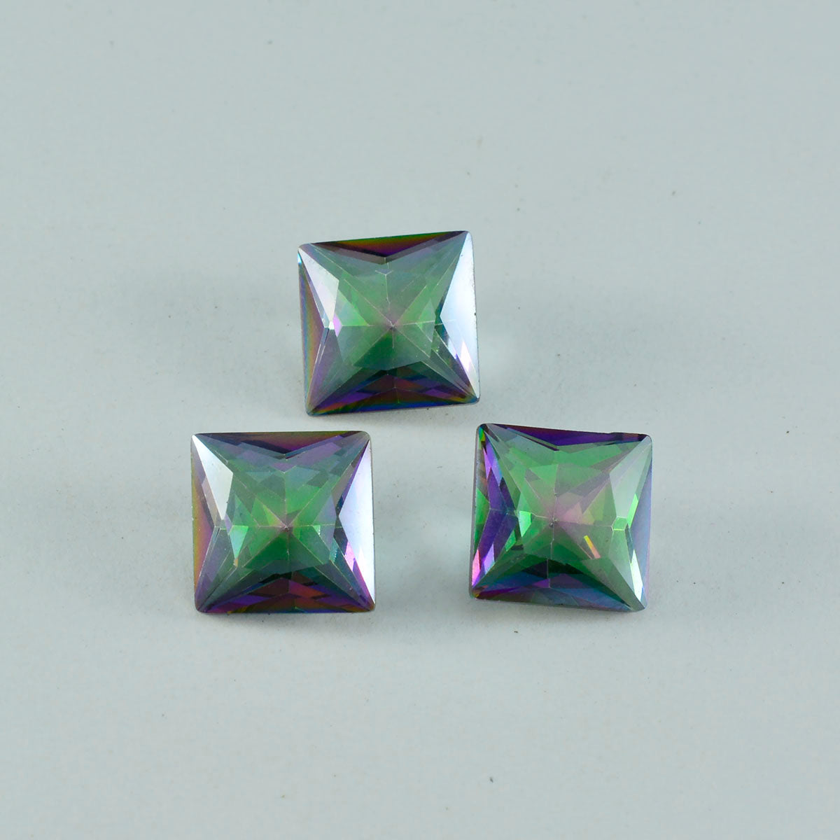 Mystic Quartz 10PC Tiny 4x4 MM Square Faceted Multicolor Brilliant Semi Precious Loose Gems Sekundär produktbild