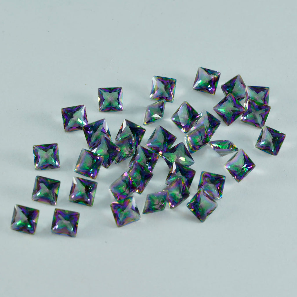 Mystic Quartz 1PC Tiny 5x5 MM Square Faceted Multicolor Sparkling Semi Precious Loose Gemstone
