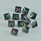 Mystic Quartz 1PC Small 8x8 MM Square Faceted Multicolor Luster Semi Precious Loose Gems