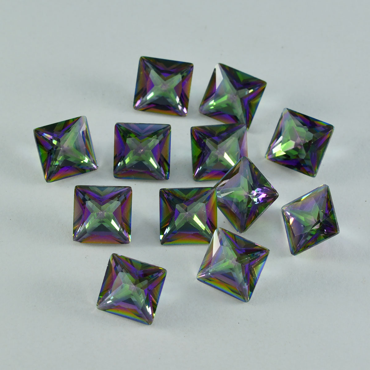 Mystic Quartz 1PC Small 8x8 MM Square Faceted Multicolor Luster Semi Precious Loose Gems