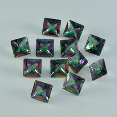 Mystic Quartz 1PC Small 8x8 MM Square Faceted Multicolor Luster Semi Precious Loose Gems