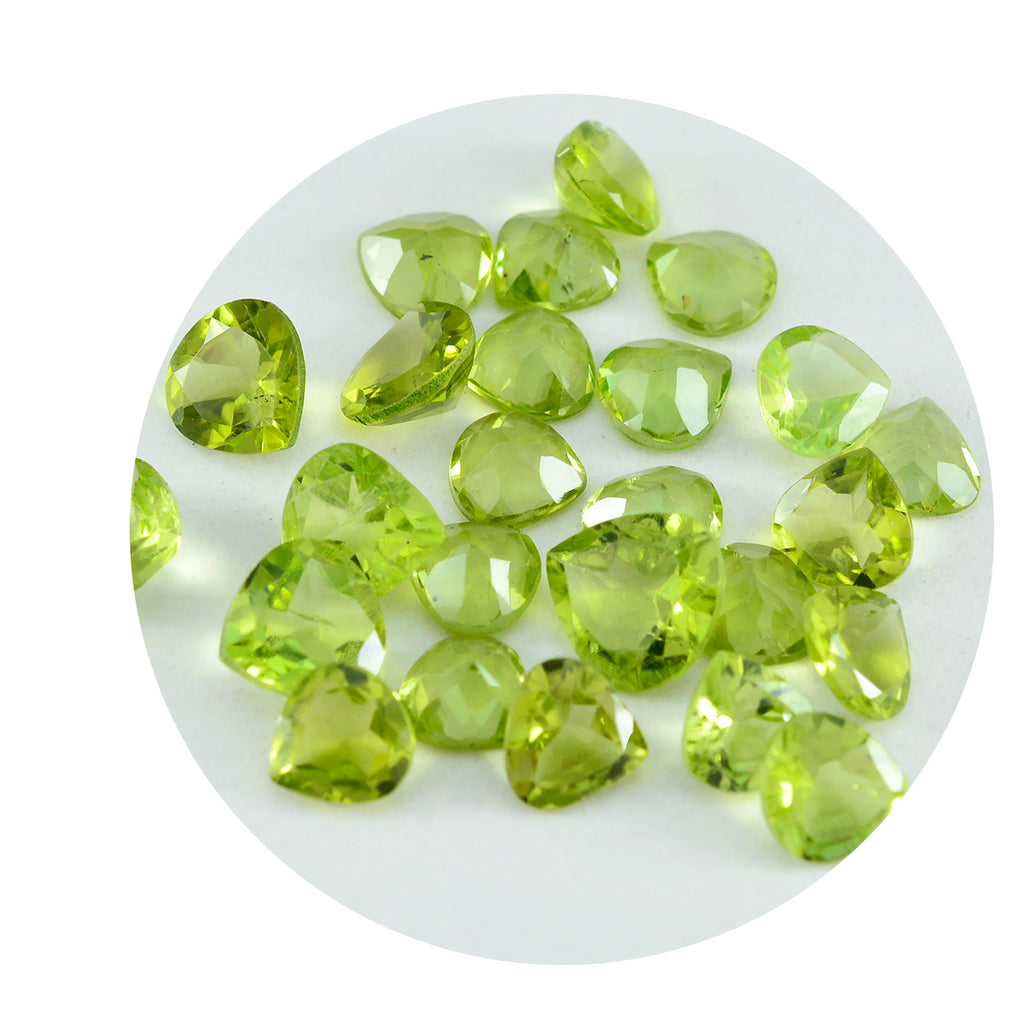 Peridot 1PC Medium 9x9 MM Heart Faceted Green Lustrous Semi Precious Gems