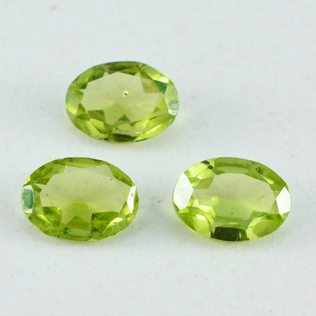Peridot 1PC Medium 7x10 MM Oval Faceted Green Polished Semi Precious Loose Gems