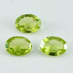 Peridot, 1 Stück, klein, 7 x 9 mm, oval, facettiert, grün, funkelnd, Halbedelsteine