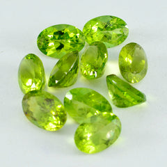 Peridot, 1 Stück, klein, 7 x 9 mm, oval, facettiert, grün, funkelnd, Halbedelsteine