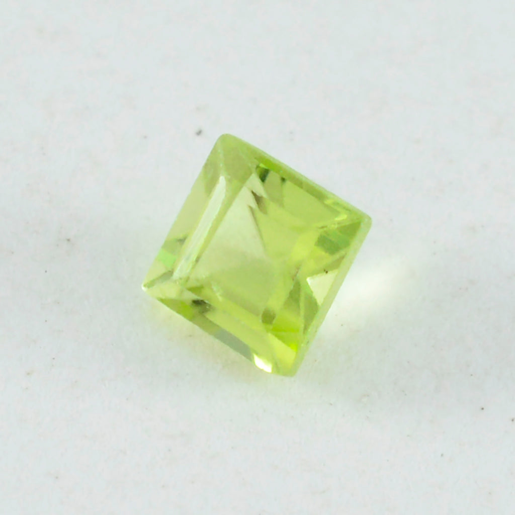 Peridot 1PC Tiny 6x6 MM Square Faceted Green Polished Semi Precious Loose Gems
