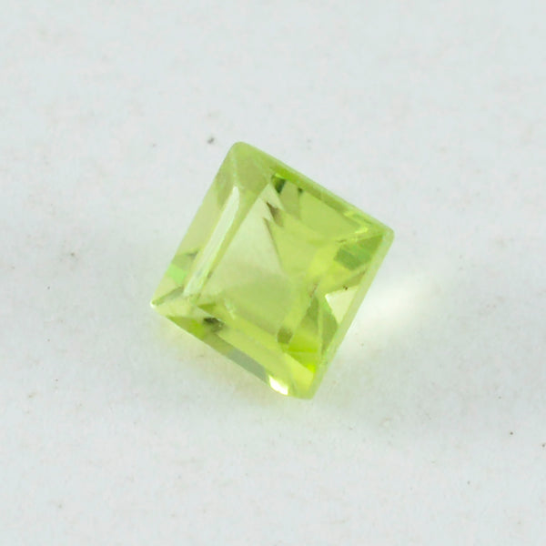 Peridot 1PC Tiny 5x5 MM Square Faceted Green Sparkling Semi Precious Gems