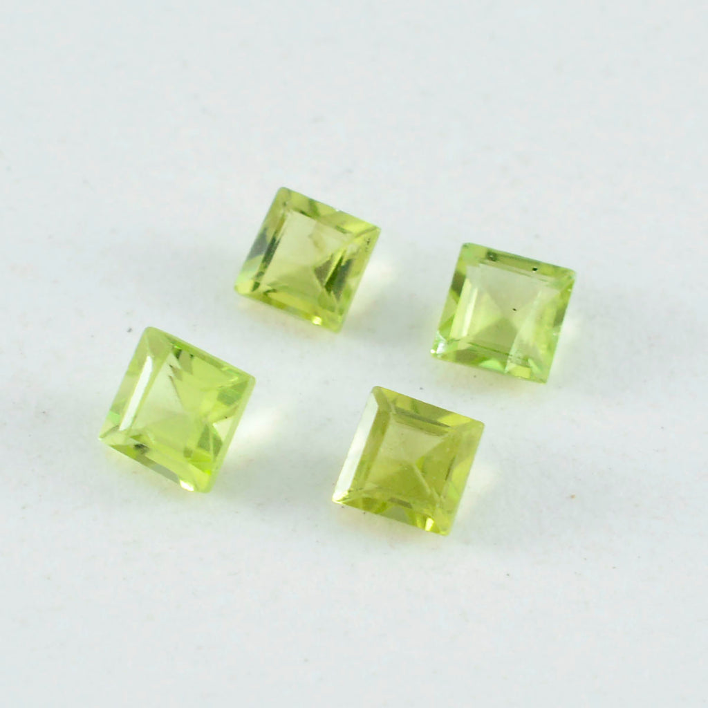 Peridot 1PC Tiny 6x6 MM Square Faceted Green Polished Semi Precious Loose Gems