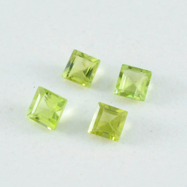 Peridot 1PC Tiny 6x6 MM Square Faceted Green Polished Semi Precious Loose Gems