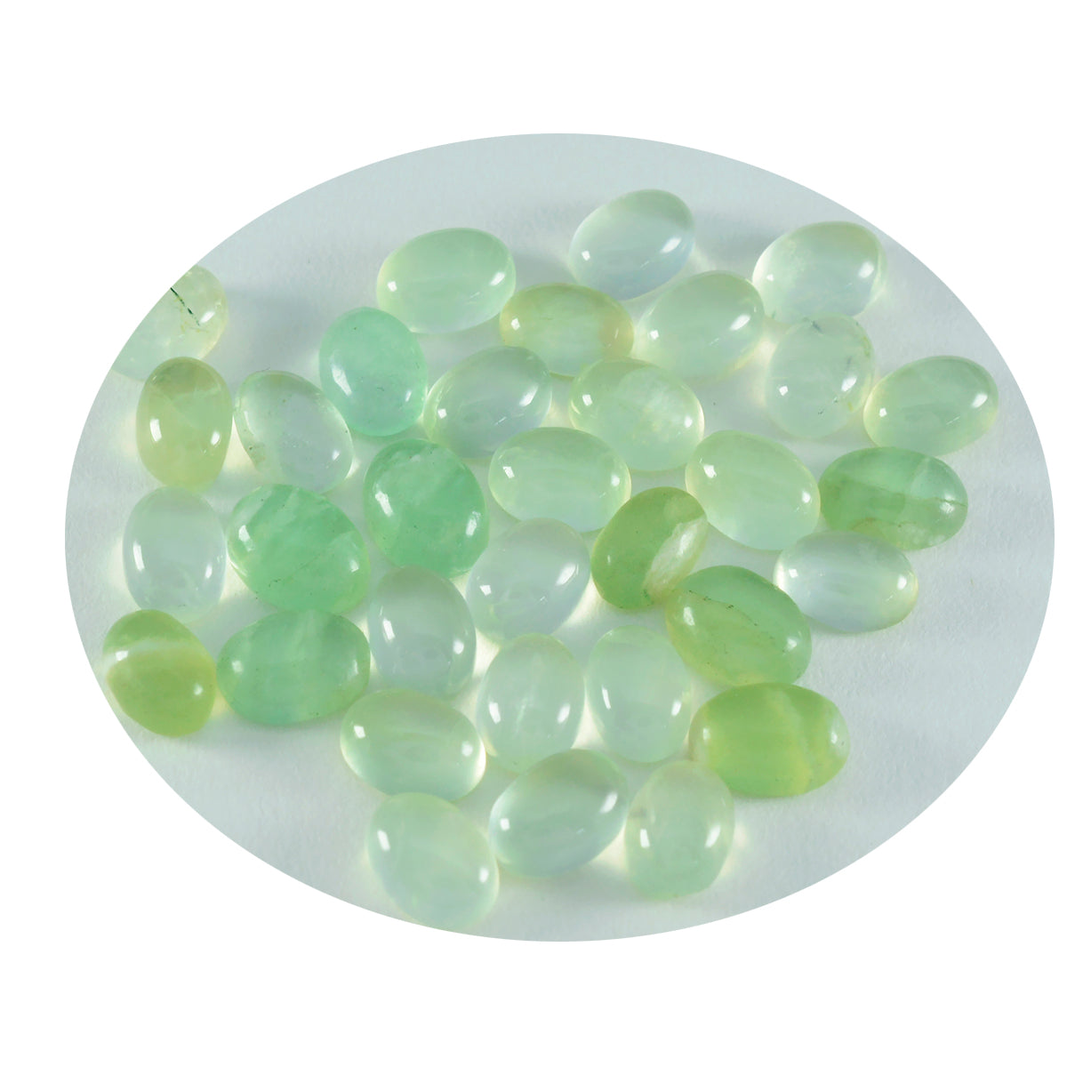 Prehnite 1PC Small 6x8 MM Oval Cabochon Green Fine semi Precious Gems Sekundär produktbild