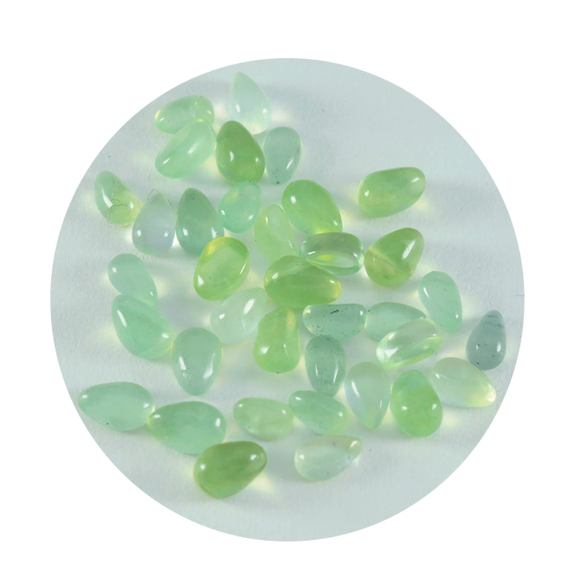 Prehnite 10PC Tiny 4x6 MM Pear Cabochon Green Genuine semi Precious Loose Gemstones