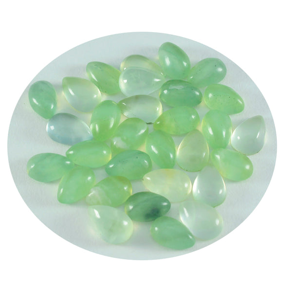 Prehnite 1PC Small 6x9 MM Pear Cabochon Green Fiery semi Precious Gems