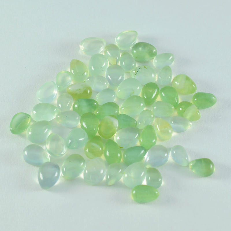 Prehnite 10PC Tiny 3x5 MM Pear Cabochon Green Natural semi Precious Loose Gemstone