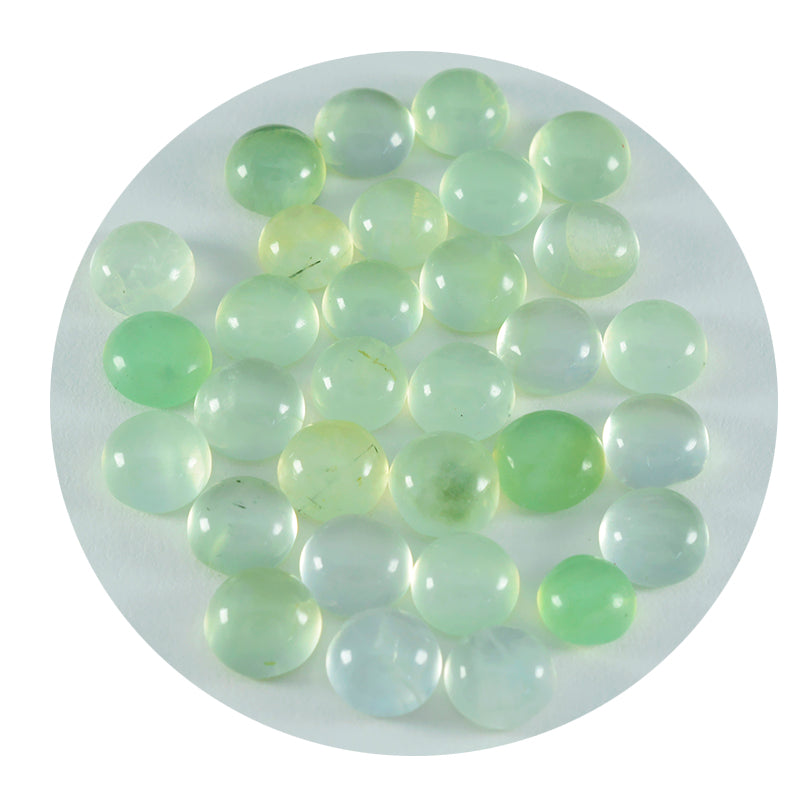 Prehnite 1PC Tiny 6x6 MM Round Cabochon Green Lustrous semi Precious Loose Gemstone