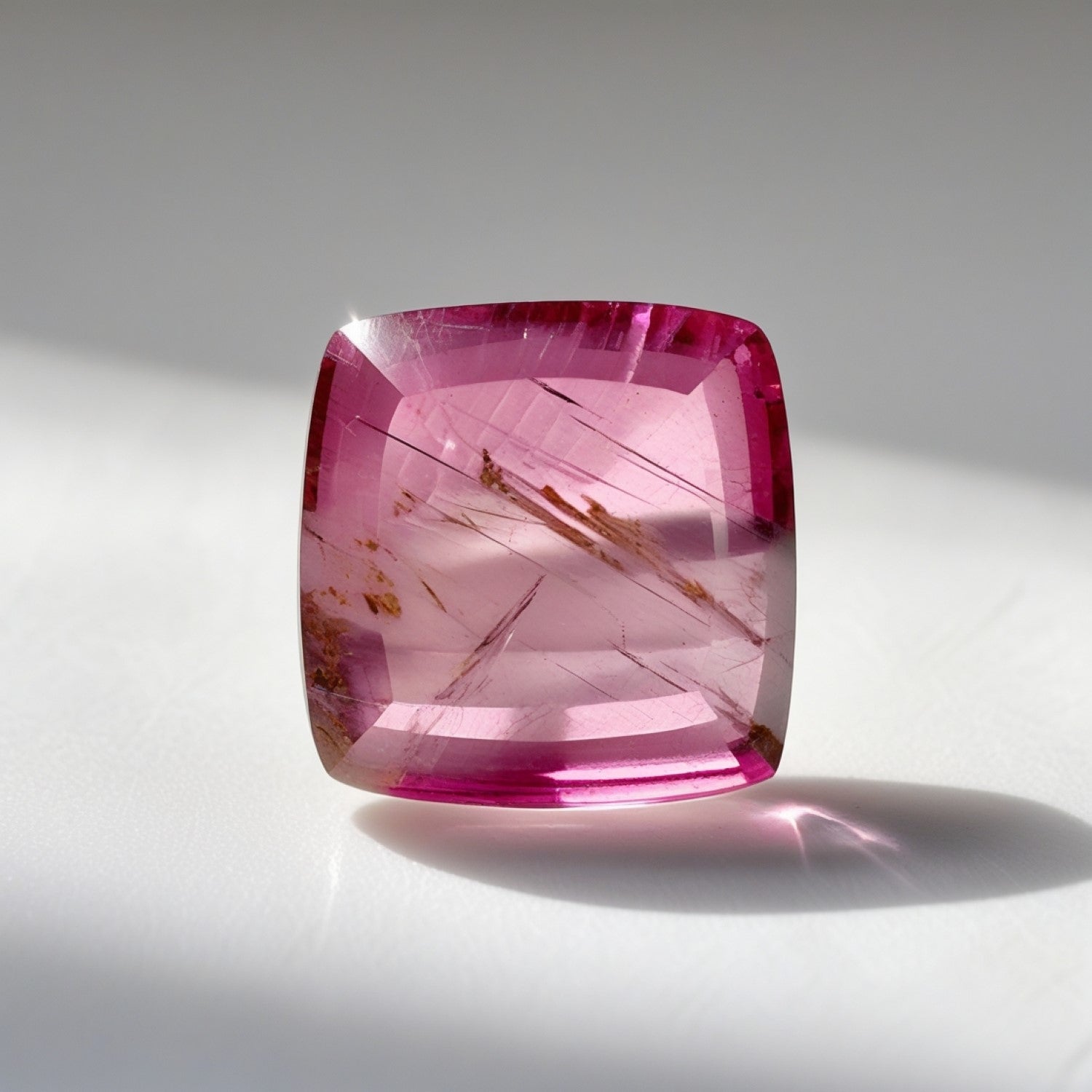 Pink Tourmaline 1PC Large 10x10 MM Cushion Cabochon Pink Shine semi Precious Loose Gemstones Main image